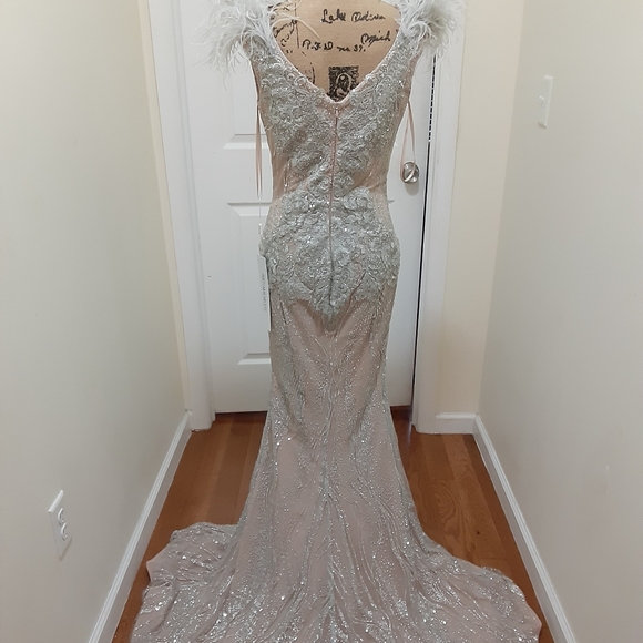 PORTIA AND SCARLETT PS6072 SILVER NUDE DRESS - Picture 7 of 8